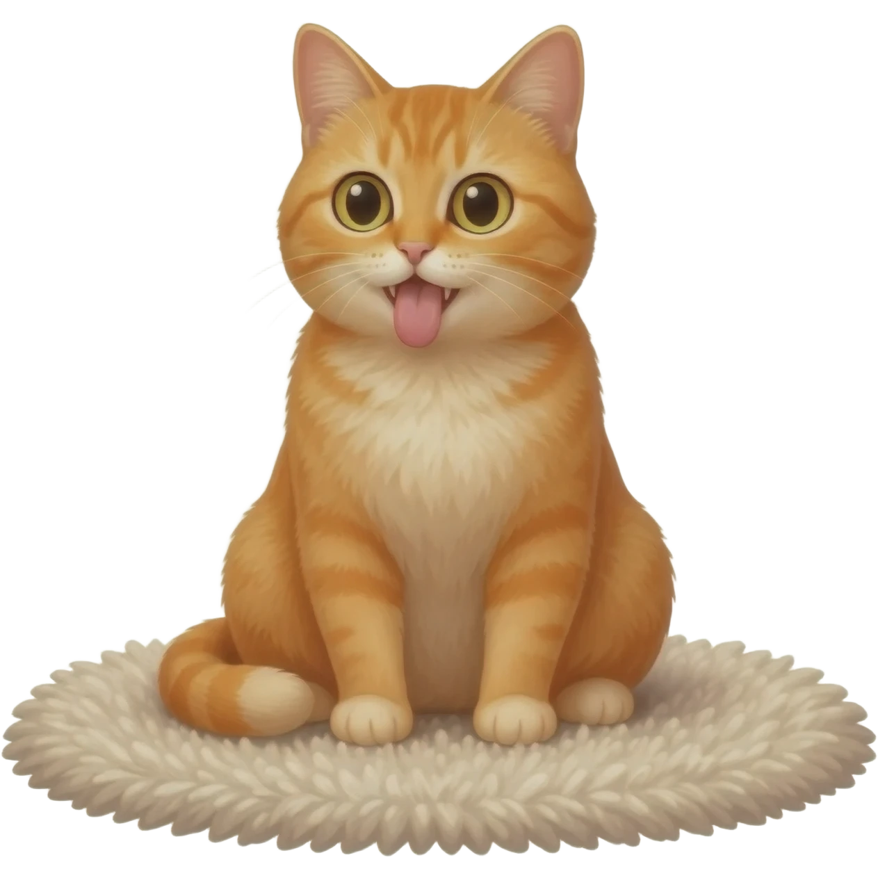 A ginger cat sits with its tongue hanging out emoji