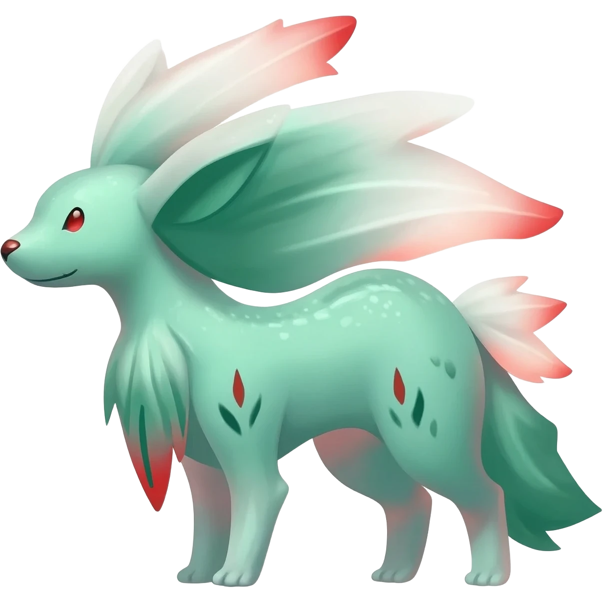 Kawaii Cute Edgy Green Red White ethereal Fionbri-Vernid-Trico-animal-creature full body emoji