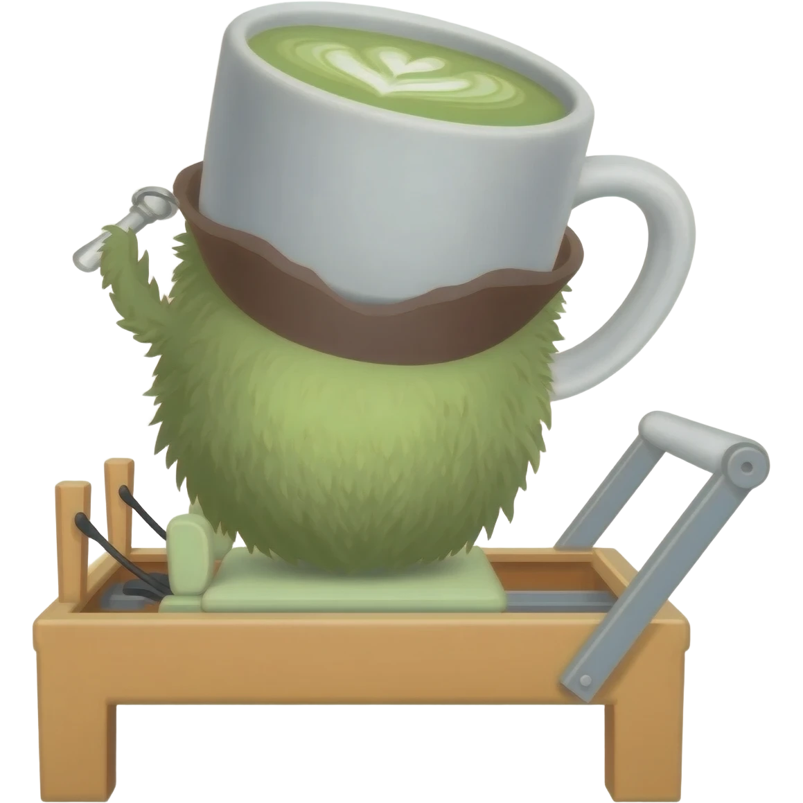 Labubu matcha coffee is in a reformer furry labubu machine Pilates ritm emoji