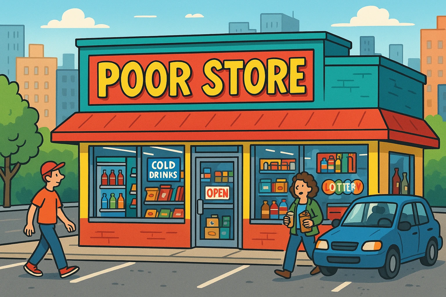 Convenience store named poor store and more emoji