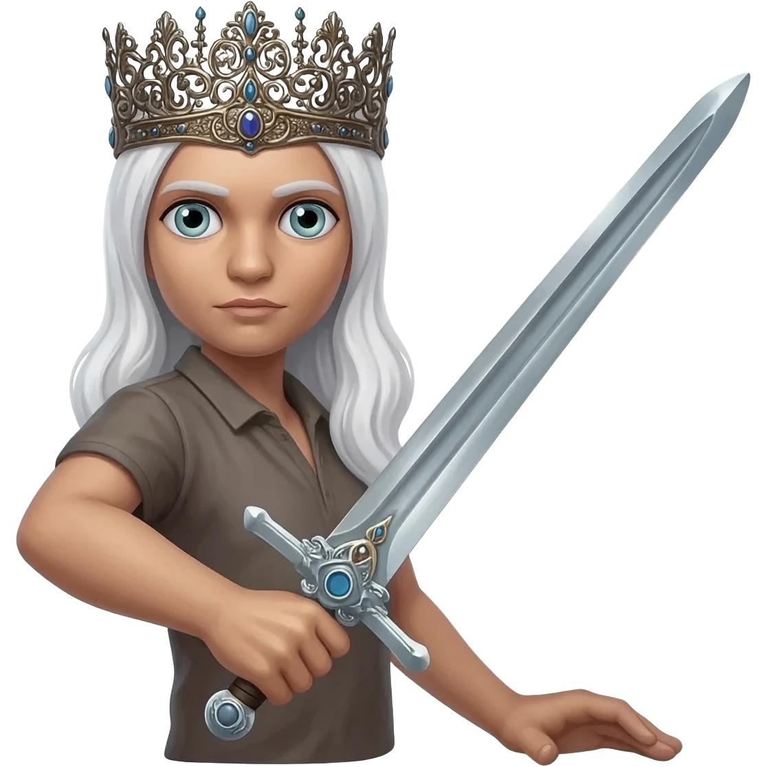 A colossal crowned humanoid holding a sword in one hand emoji