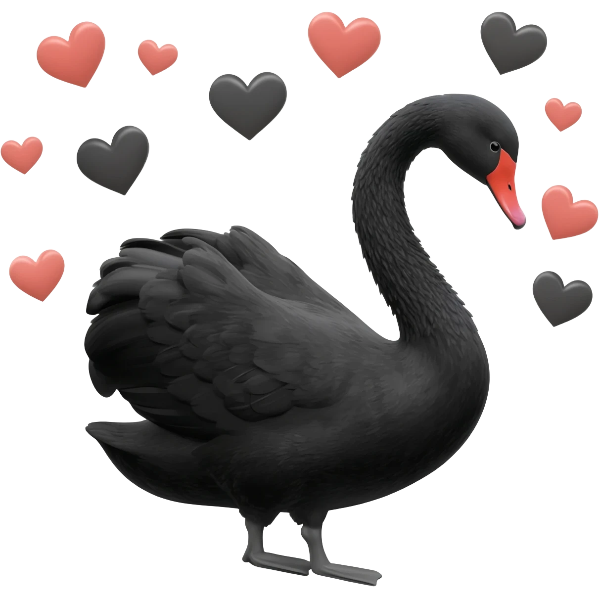 Black and white swan love emoji emoji
