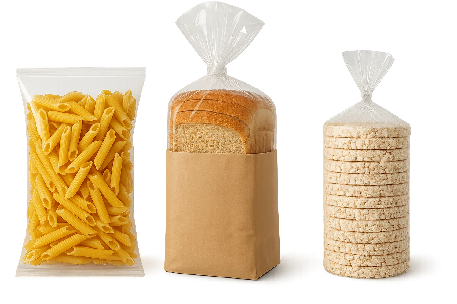 pacco di pasta realistico, pacco di pane, pacco di gallette di riso, 4k emoji