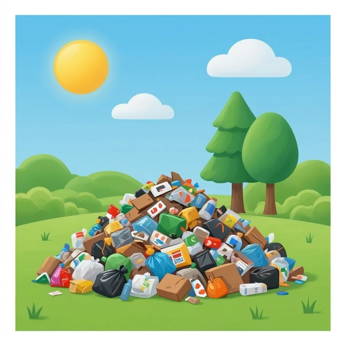 landfill with garbage emoji