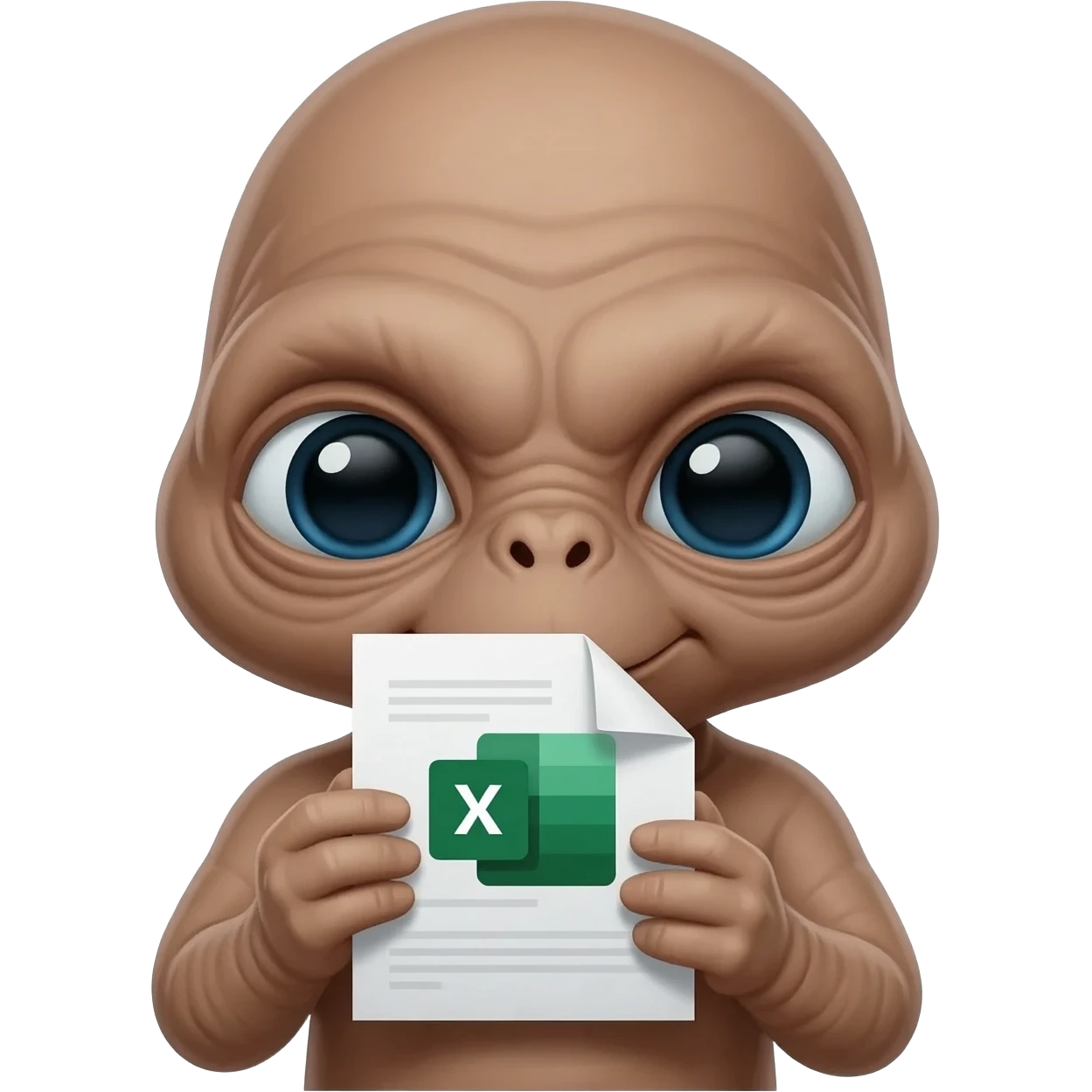 E.T. The Extra-Terrestrial from the movie eating an Excel file icon emoji
