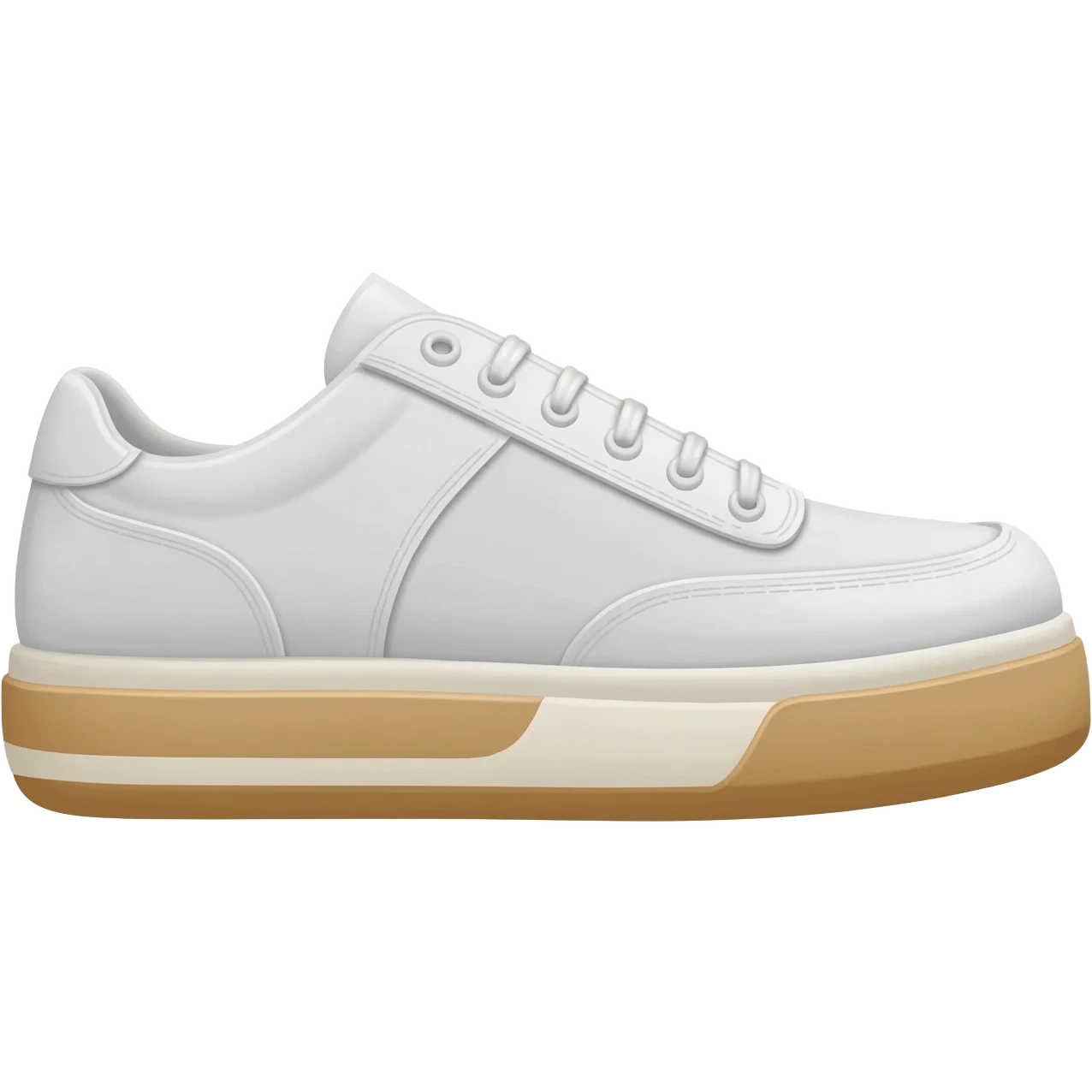 white low sneaker with gum sole and mid sole, side profile emoji