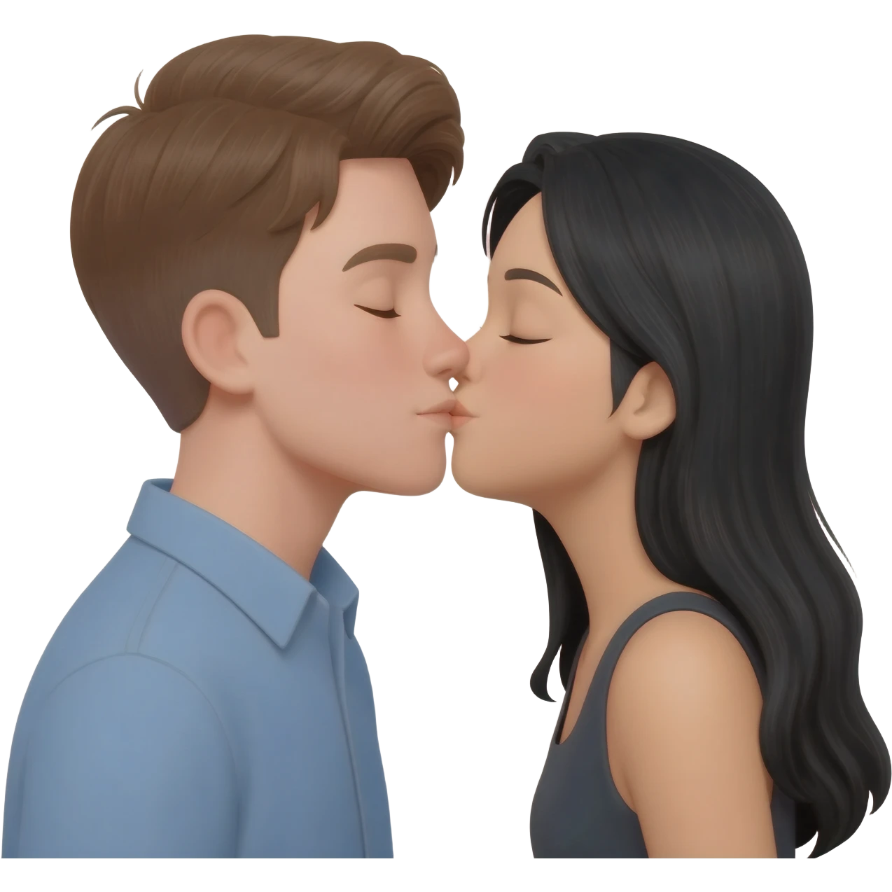 White man kissing asian girl emoji