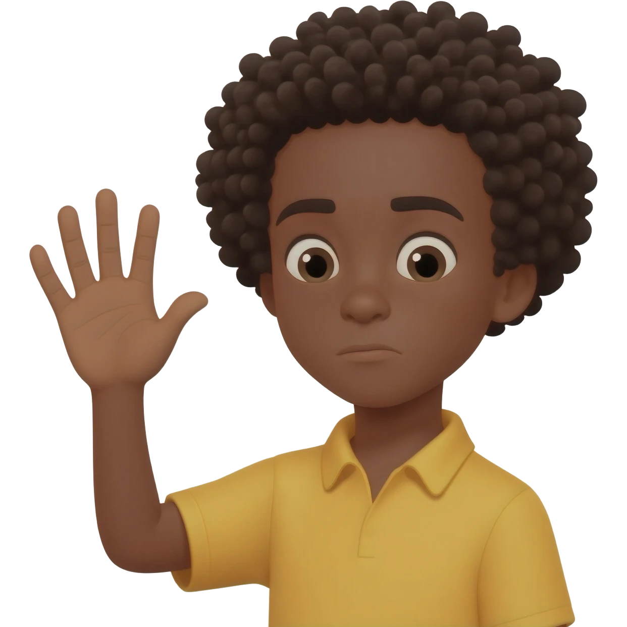 sad waving goodbye black boy curly hair emoji