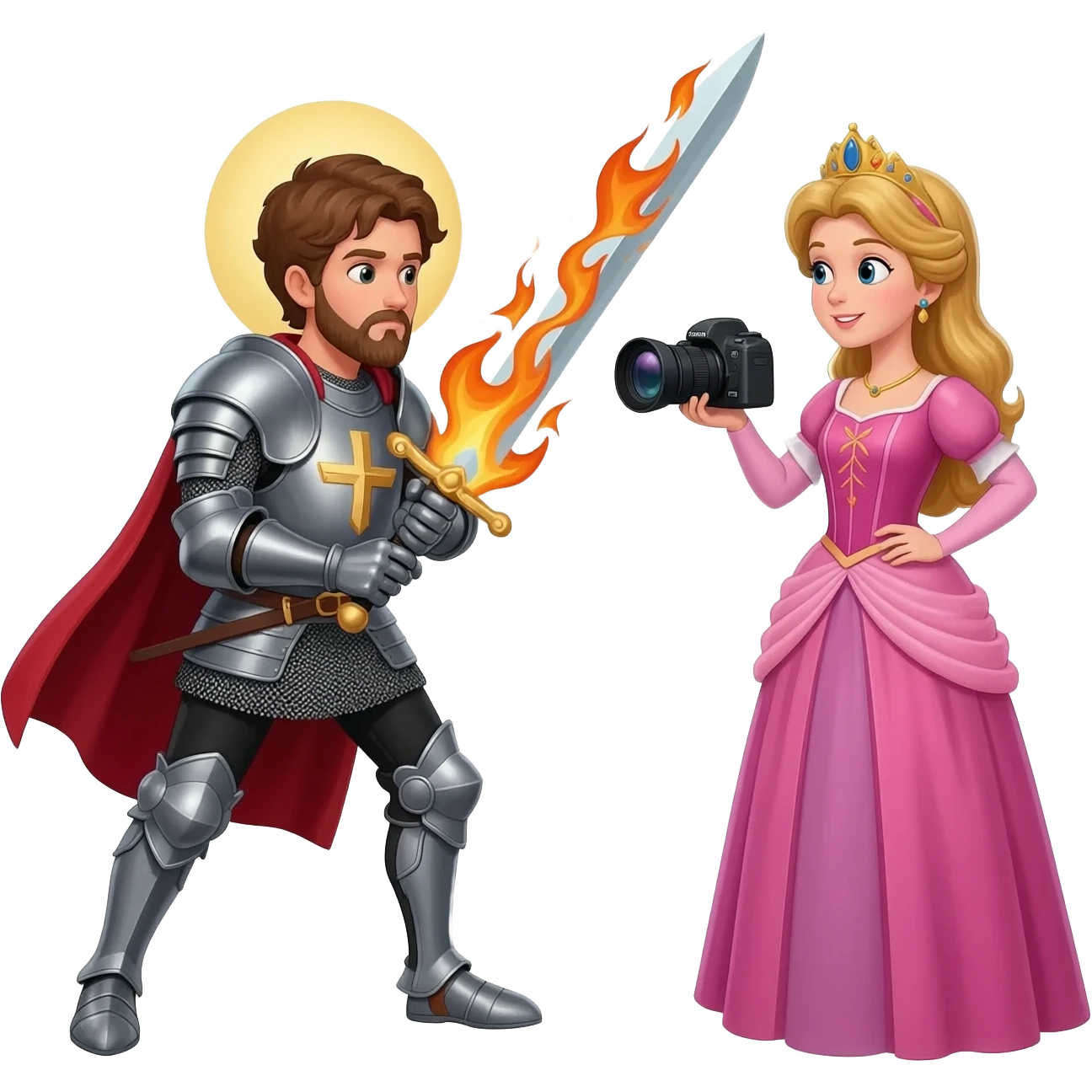 sant jordi este peleandose con la princesa i una chica este gravando todo emoji