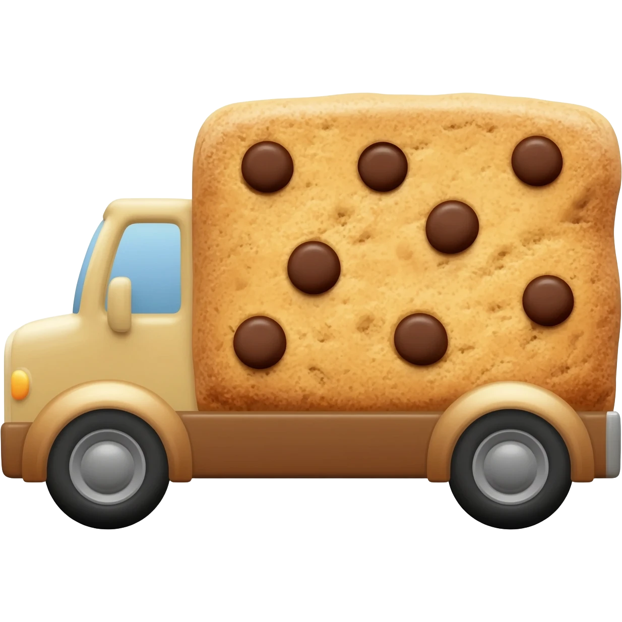 Girl scout cookie truck in the shape of a cookie emoji