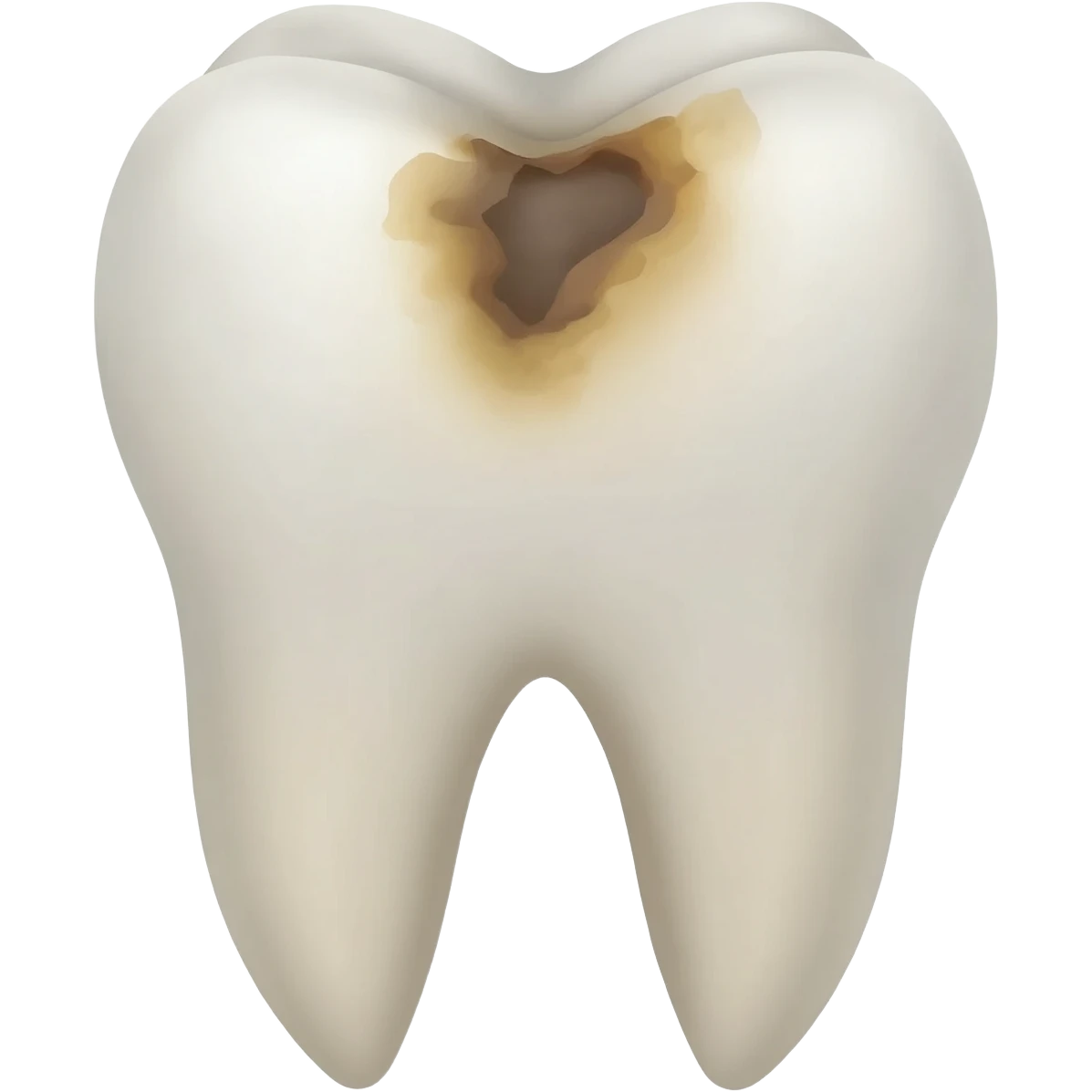 a tooth with caries, into the middle of the crown of the tooth emoji