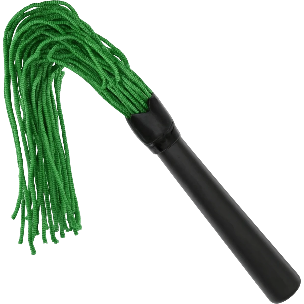 black and green tassels with black handle flogger emoji
