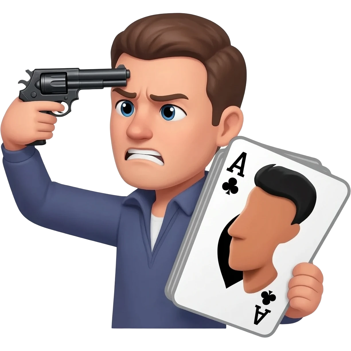 putting gun to my temple in frustration + having a giant head ace emoji