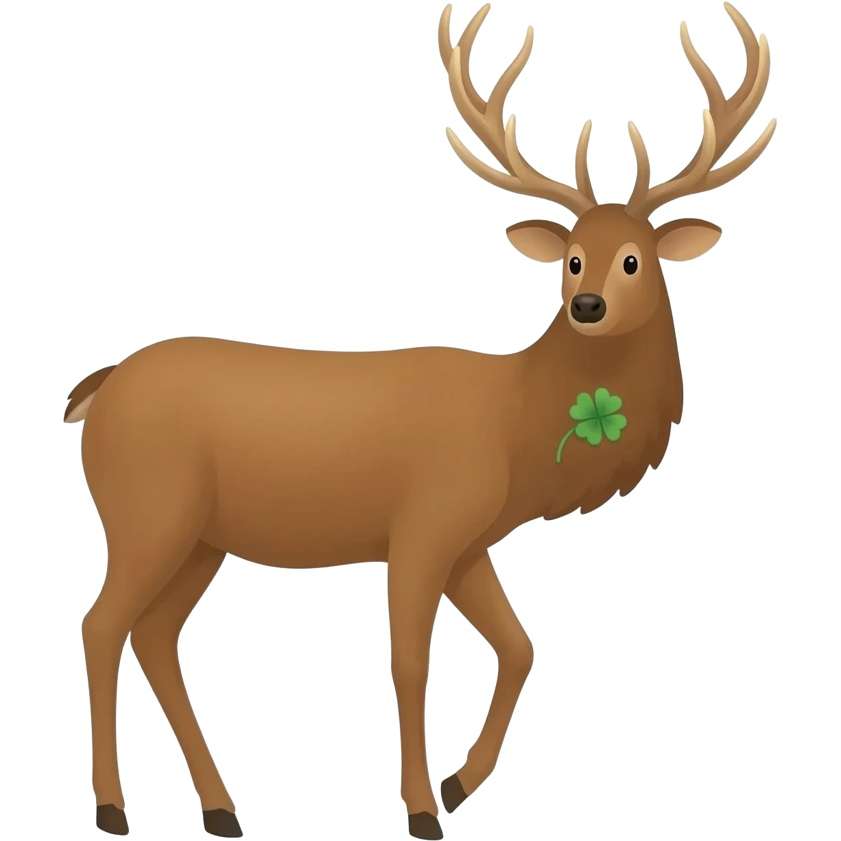 Elch mit einem Glücksklee an der seite emoji