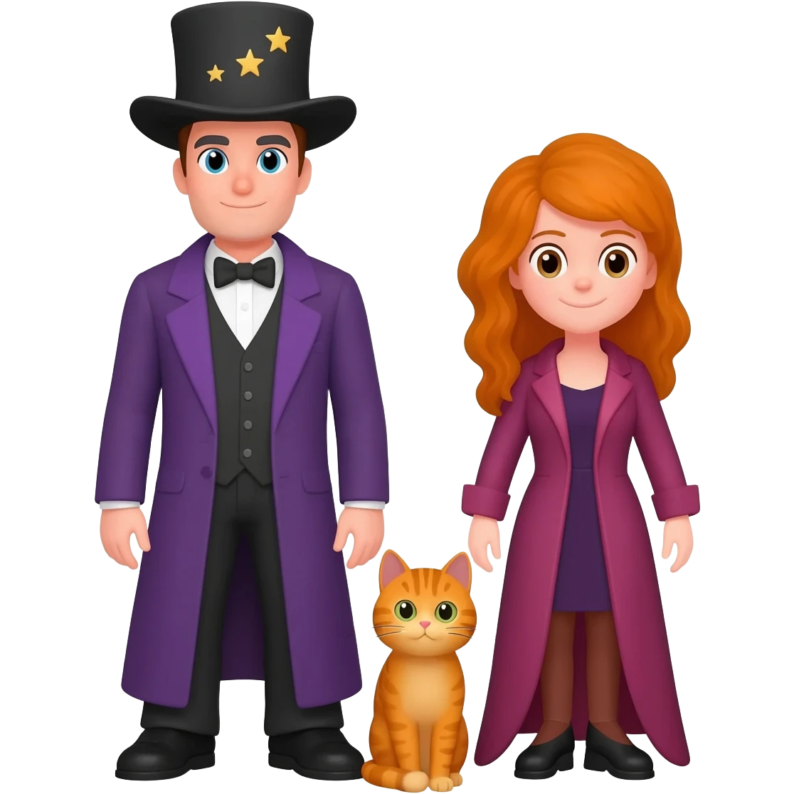 magician couple and their pet cat emoji