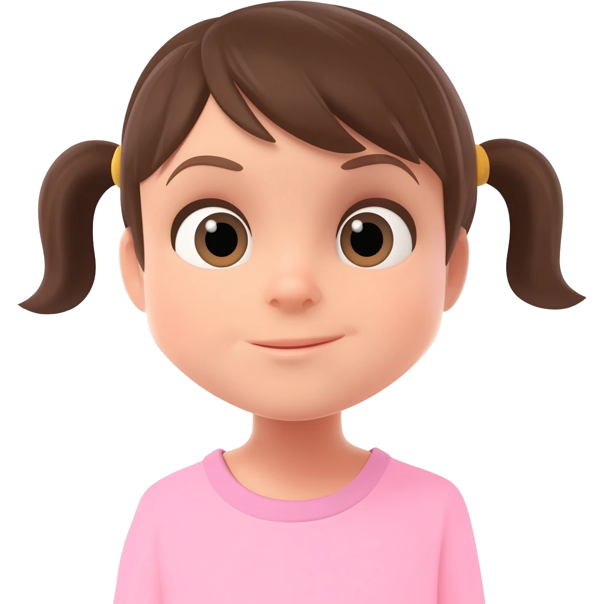 Little girl with pigtails zooming into her ear emoji