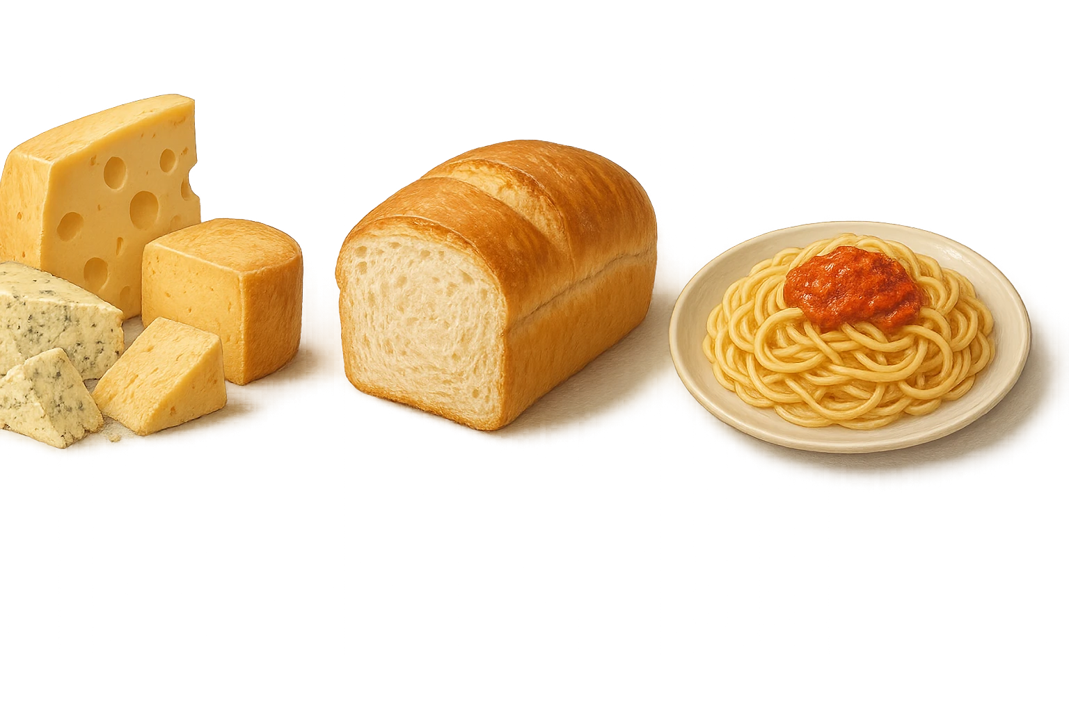 FORMAGGI, PANE BIANCO E PASTA emoji