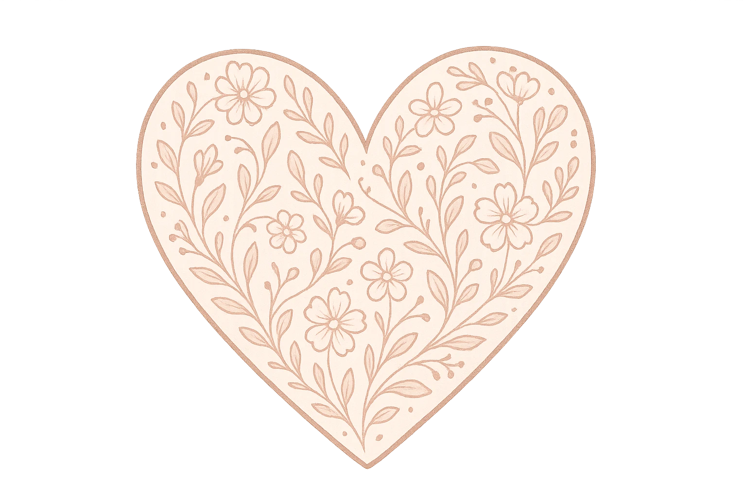 digital illustration of a heart with a delicate floral pattern, no background emoji