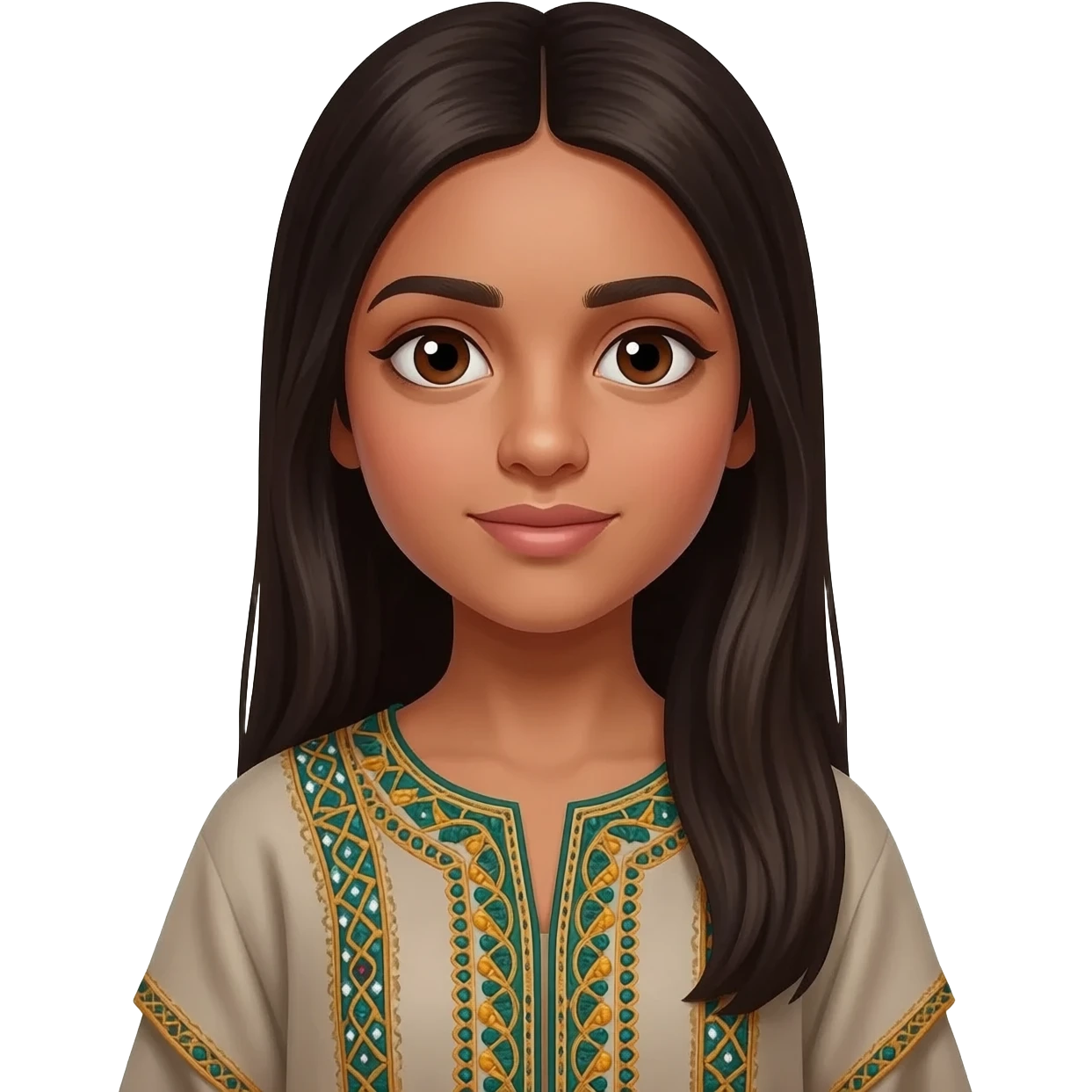 emoji métisse algérien fille cheveux long et lisses emoji