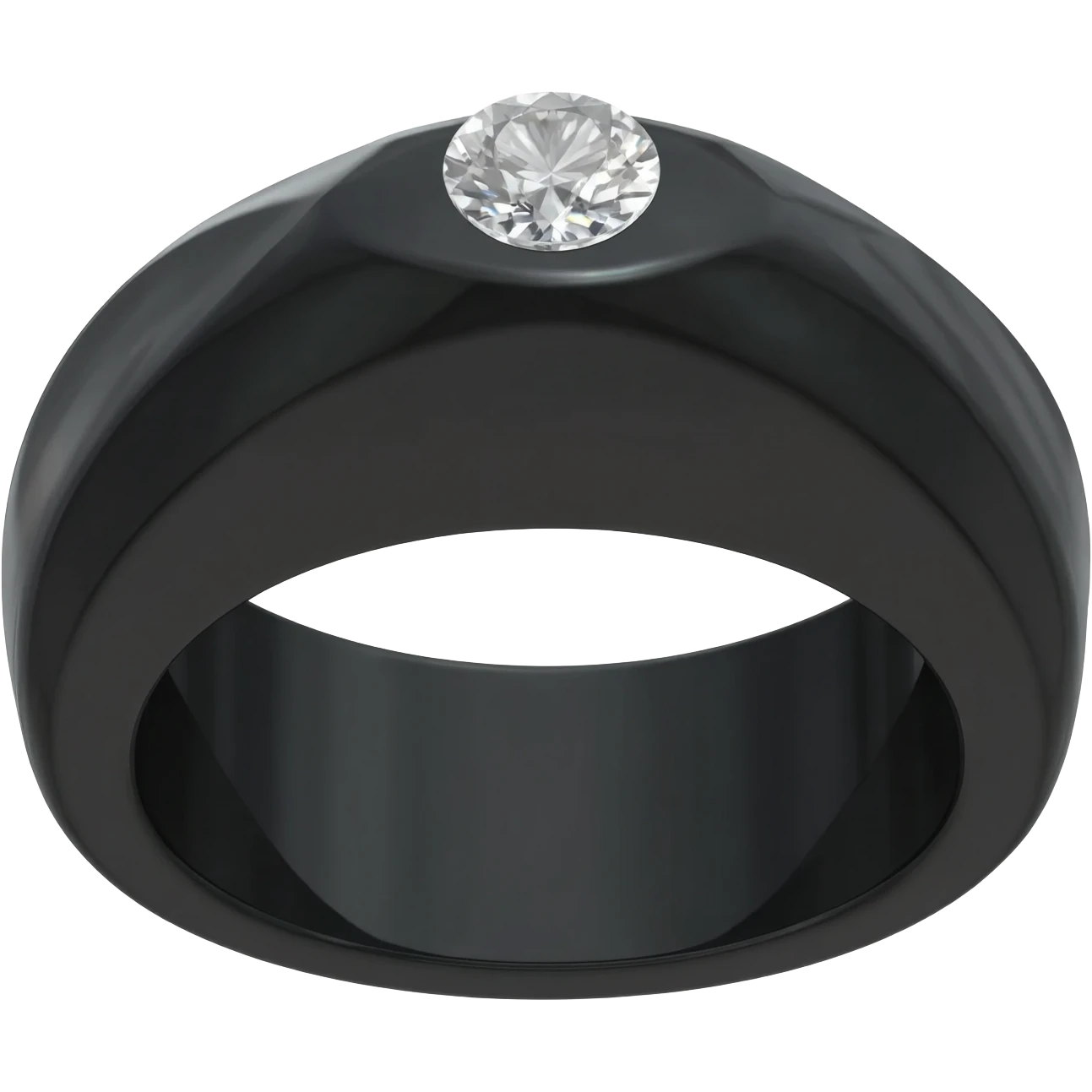 Obsidian ring, with a tiny silver stone that circles around it emoji