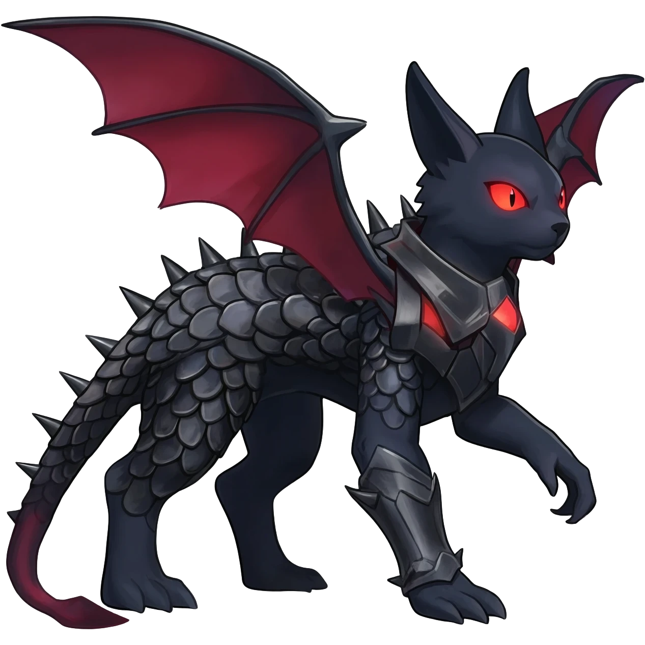  gothic edgy badass spiked scaley Bastet-Gatomon-Digimon-Fakémon-Pokémon-creature (full body) emoji