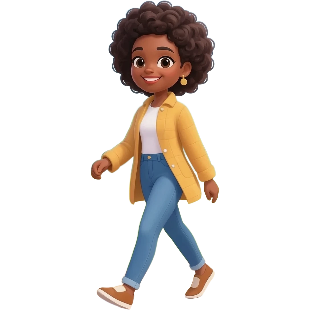 African American woman walking in the park emoji