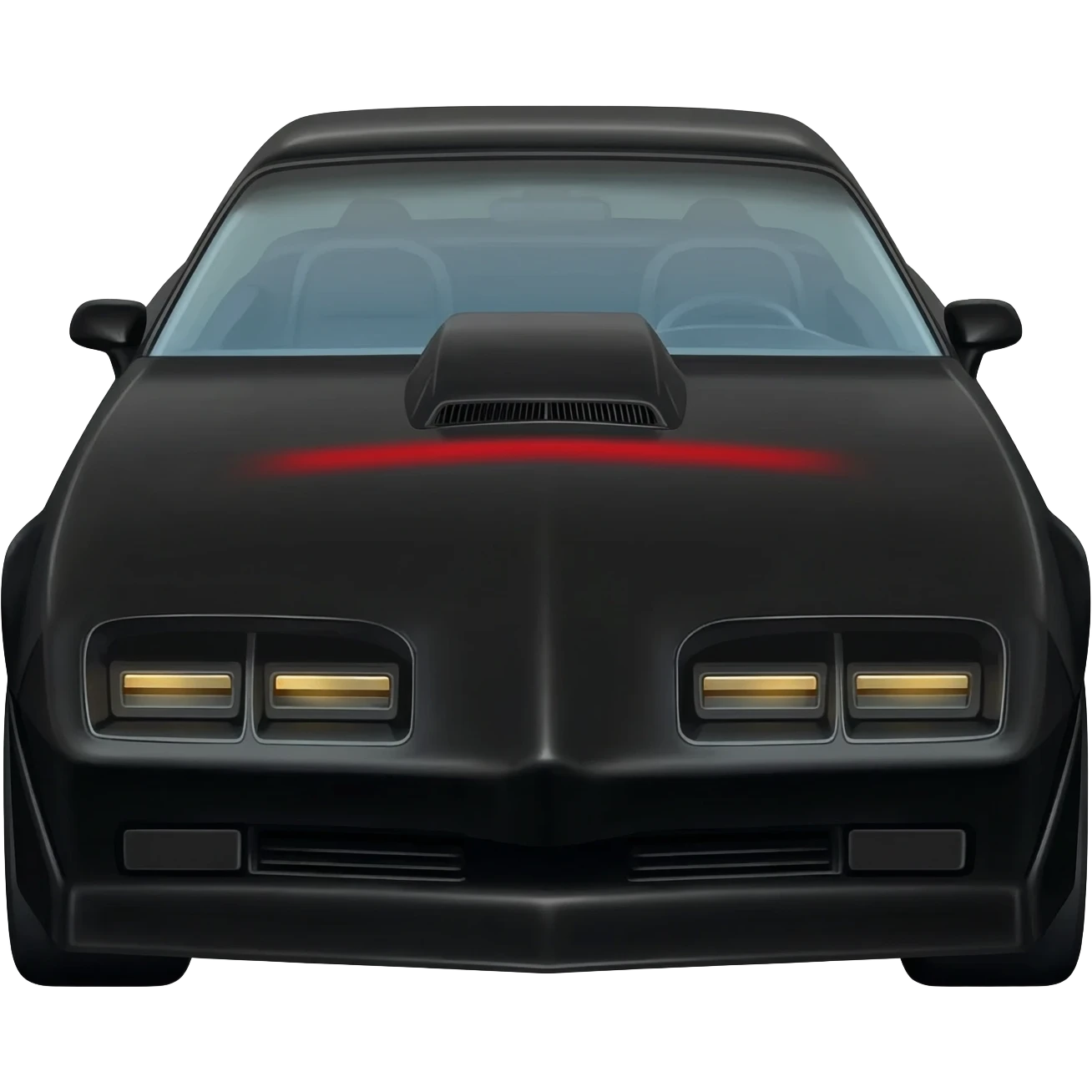 KITT the black Trans Am from the Knight Rider TV show with the scanner bar of red lights on the front of the hood emoji