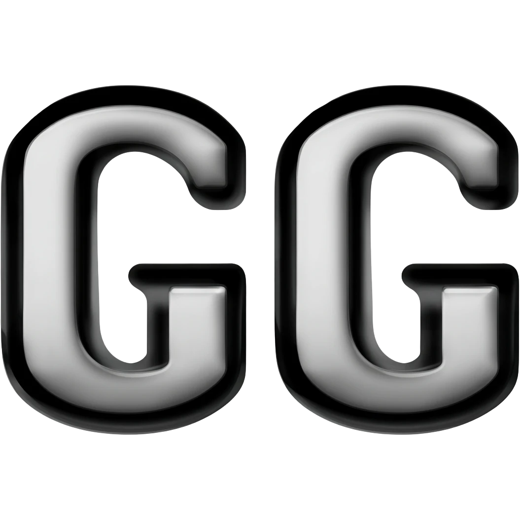 generate a black and white retro GG lettering emoji