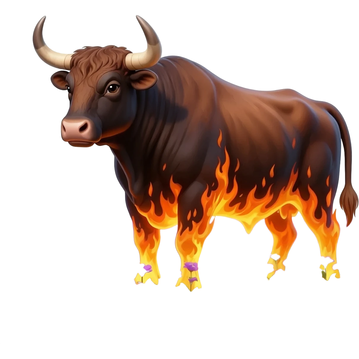 Texas longhorns bull on flames facing fowers emoji