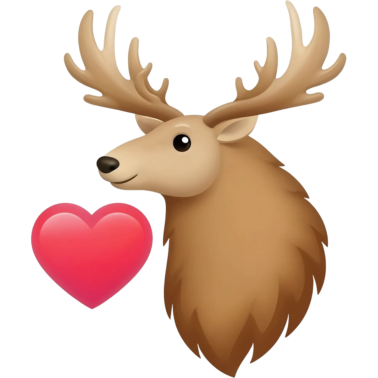 Elchgesicht mit einem großen Herzen neben dran emoji