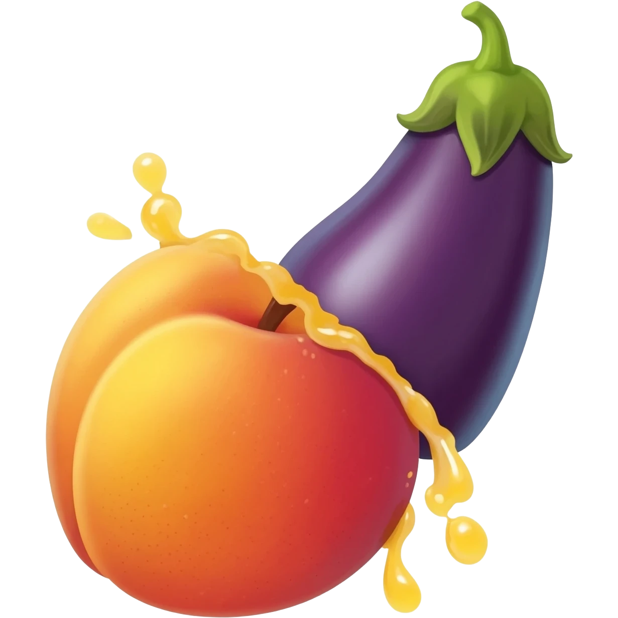 Eggplant squirting on a peach emoji