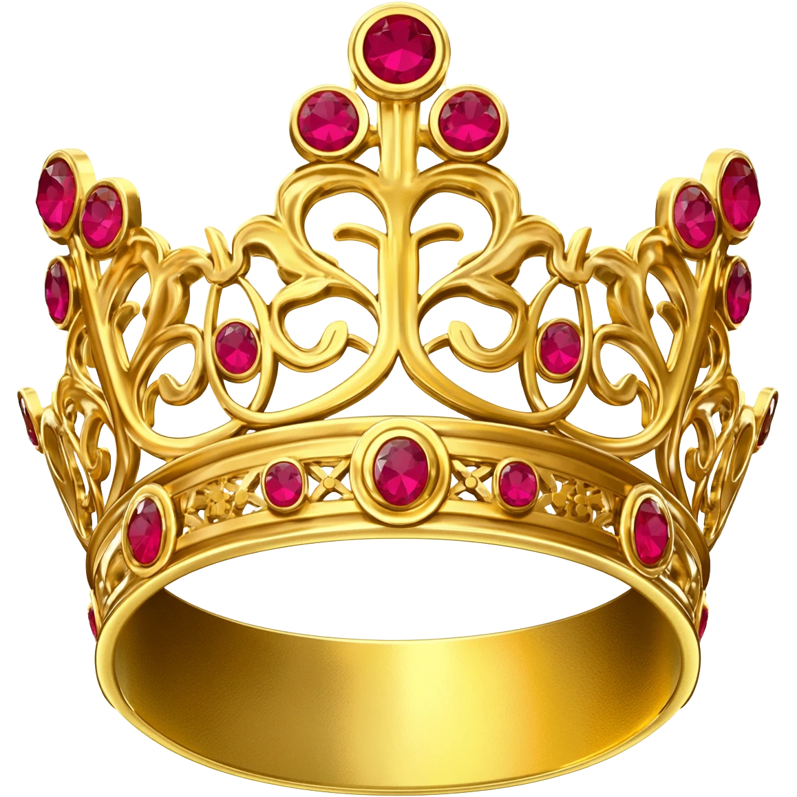 Gold crown with red gems in a circle brosch/crest emoji