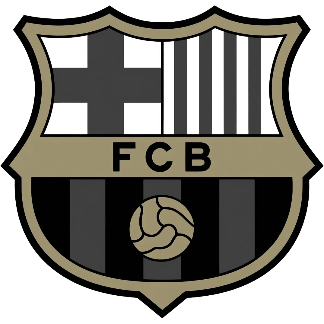 barcelona black and white logo with messi in colour and jersey emoji
