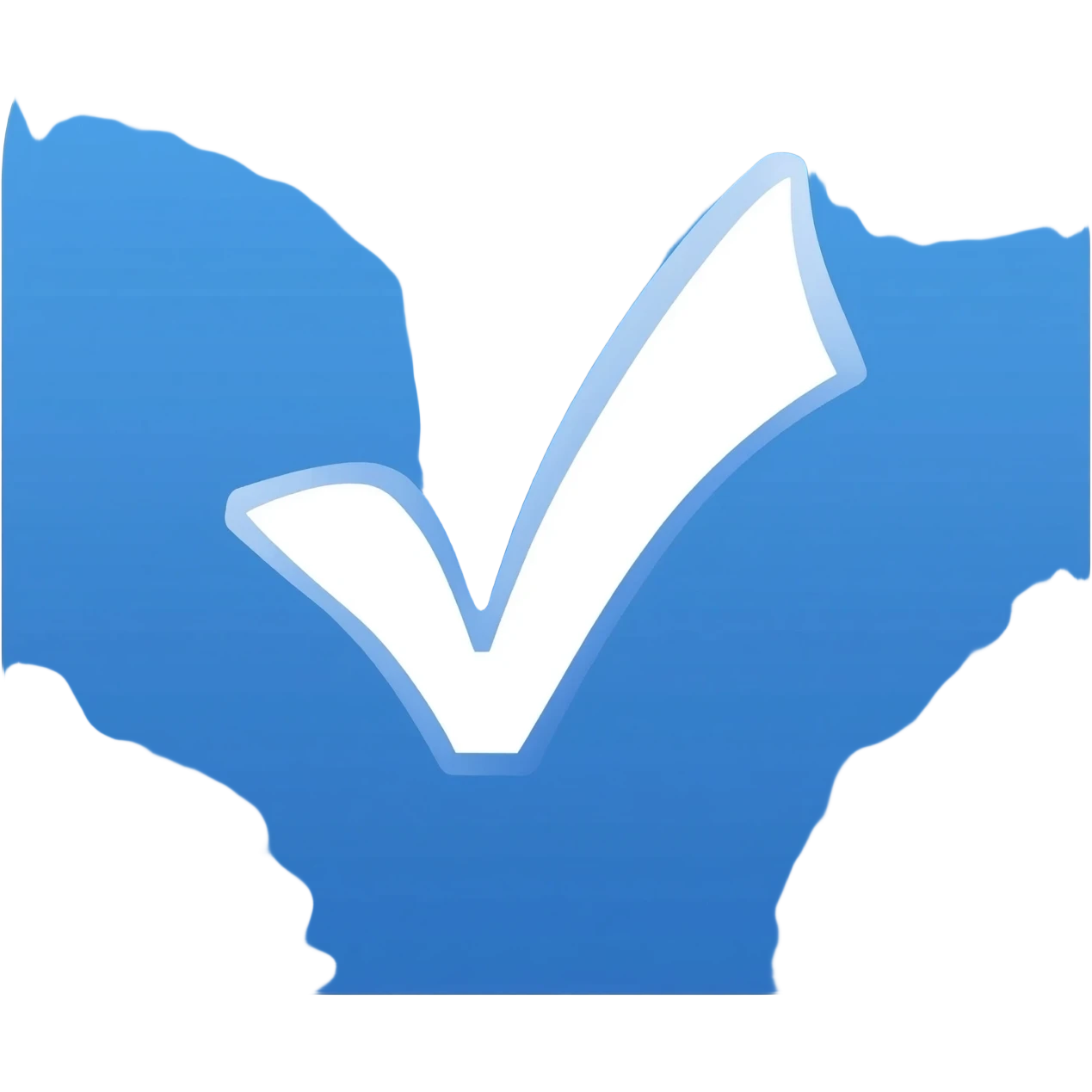 시계 방향으로 15도 정도 기울어진 파란 정사각형 안에 **흰색 체크 표시(✔)** 가 있는 아이콘입니다.보통 **완료, 확인 을 의미함 emoji