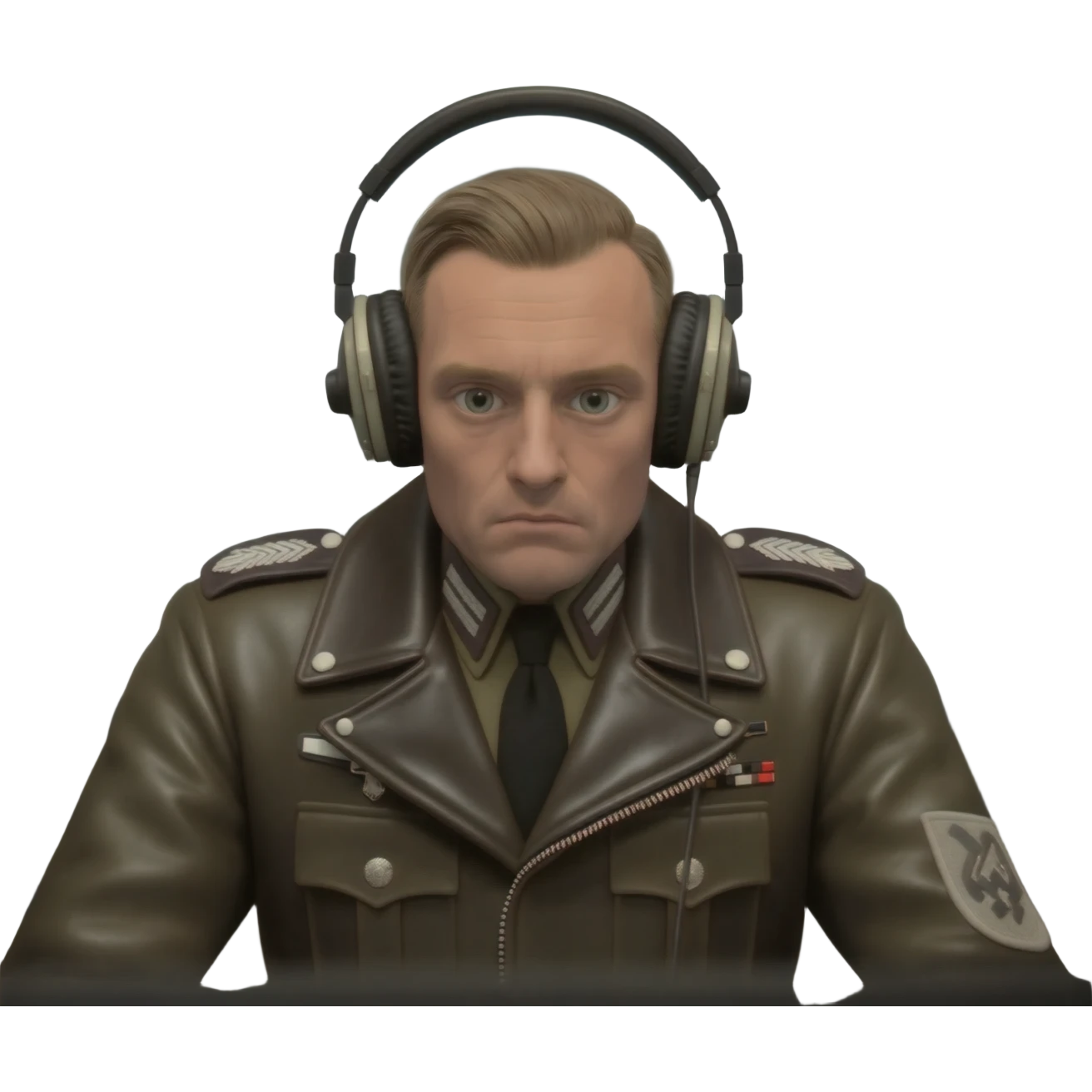 German secret police officer, Stasi, old headphones, surveillance process emoji
