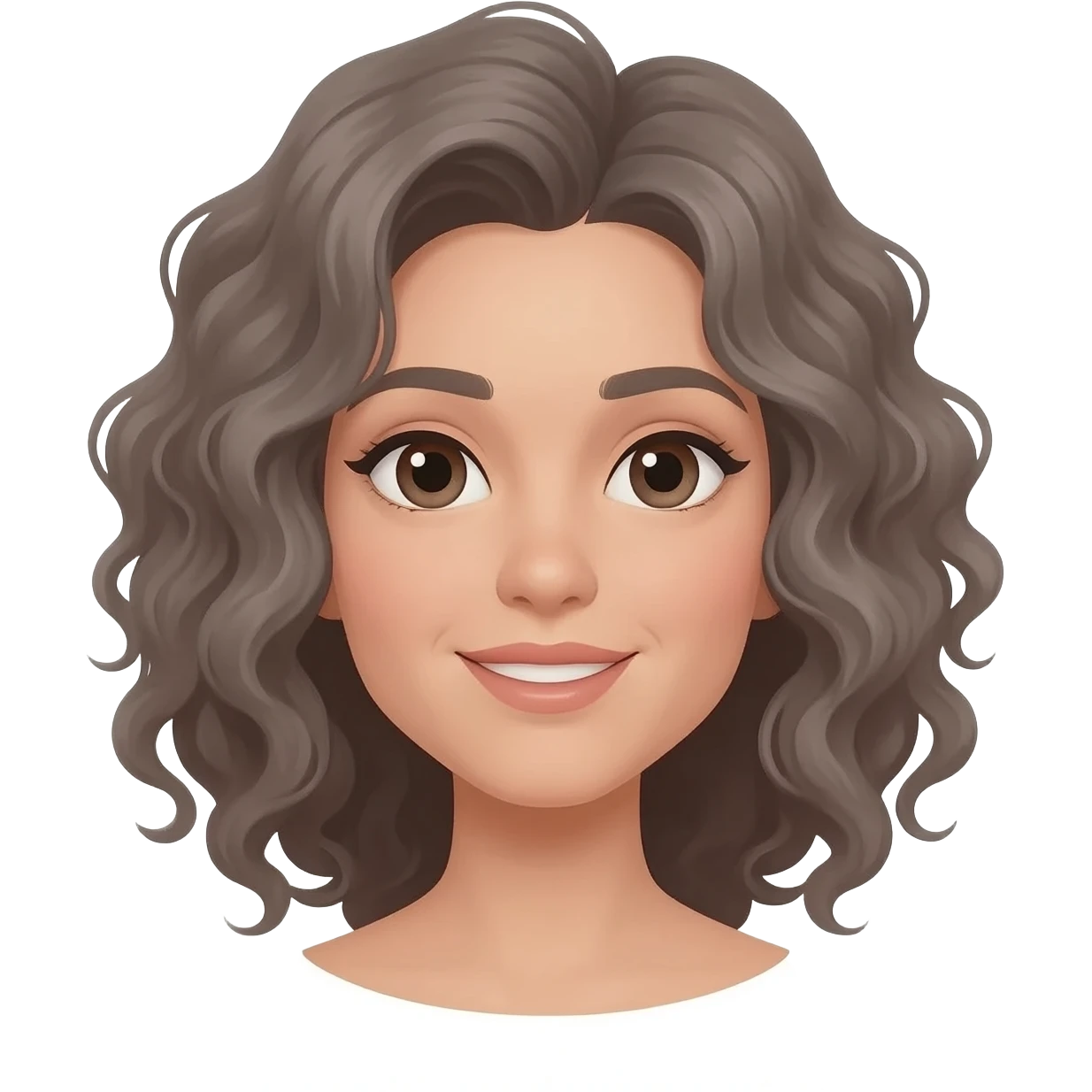 Grey brown, curly hair woman emoji