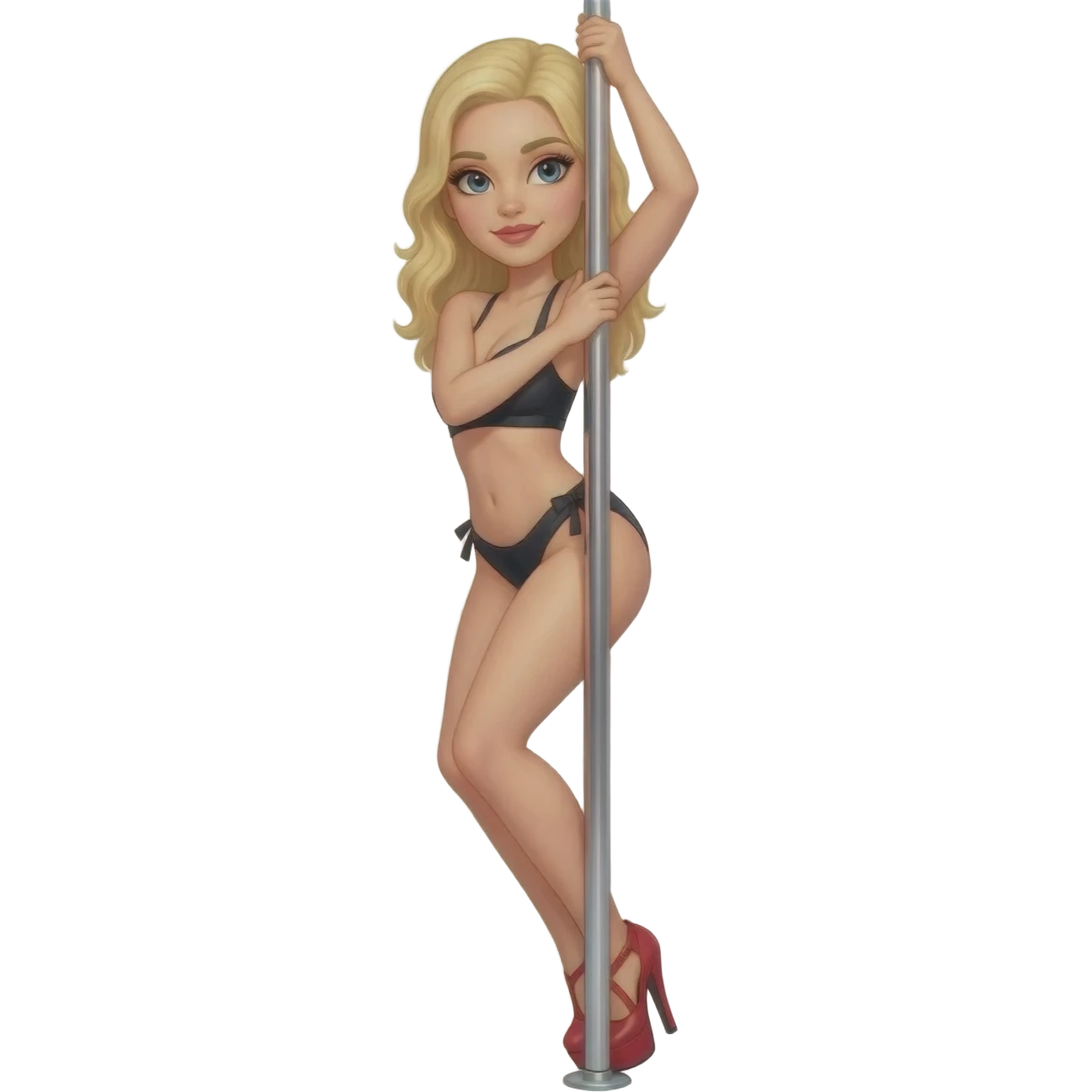 blond girl dancing on a pole in heels emoji