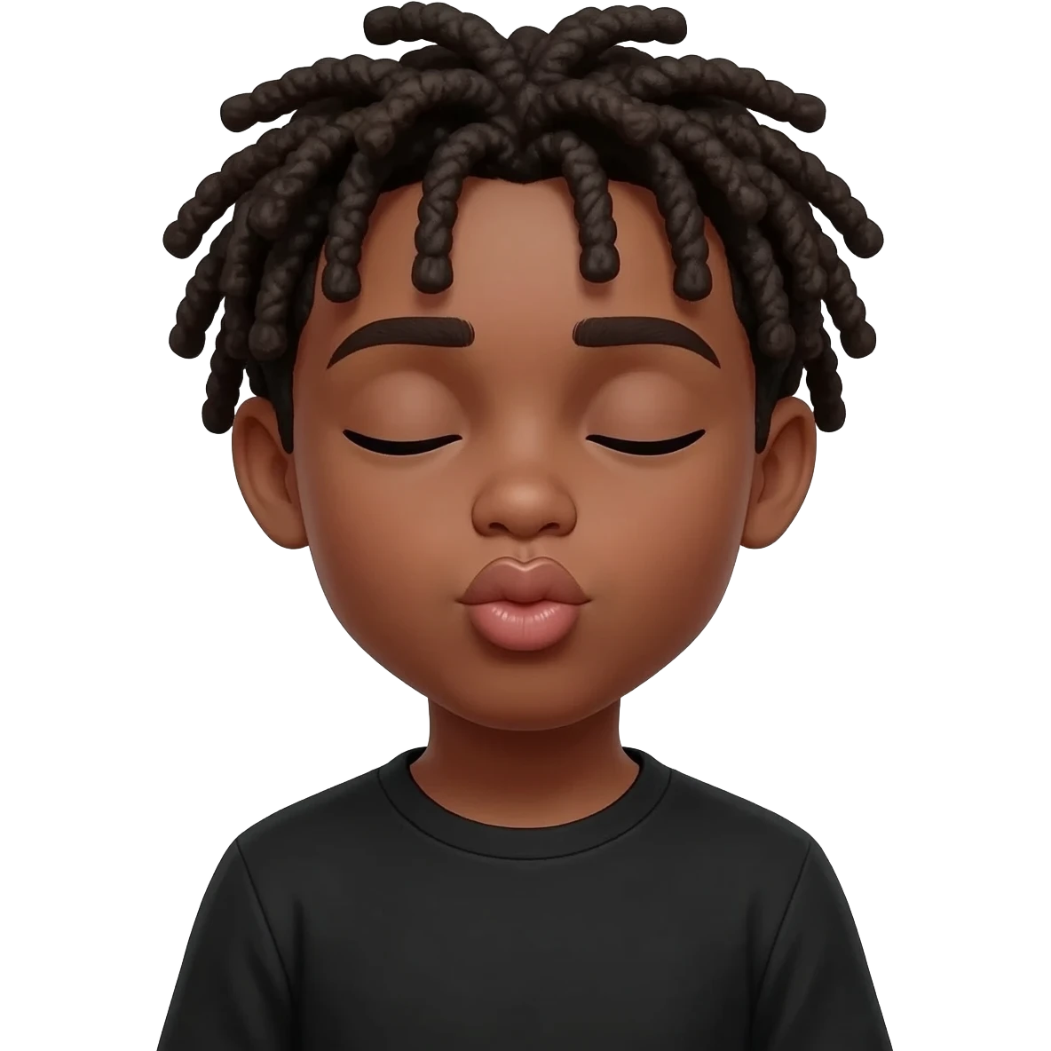 Closed eyes and boy and have dreads and black and  blow a kiss but like not sexy emoji