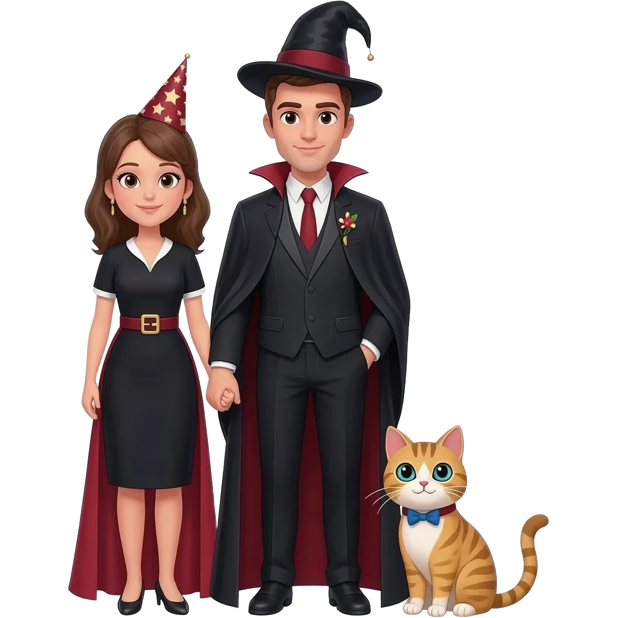 magician couple and their pet cat emoji