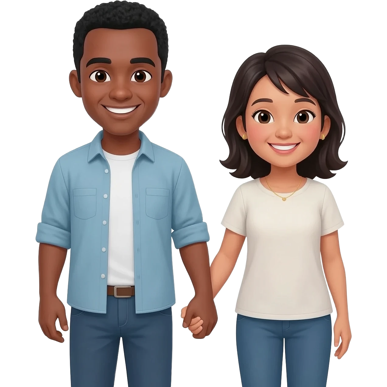 Black man & Filipino woman couples emoji