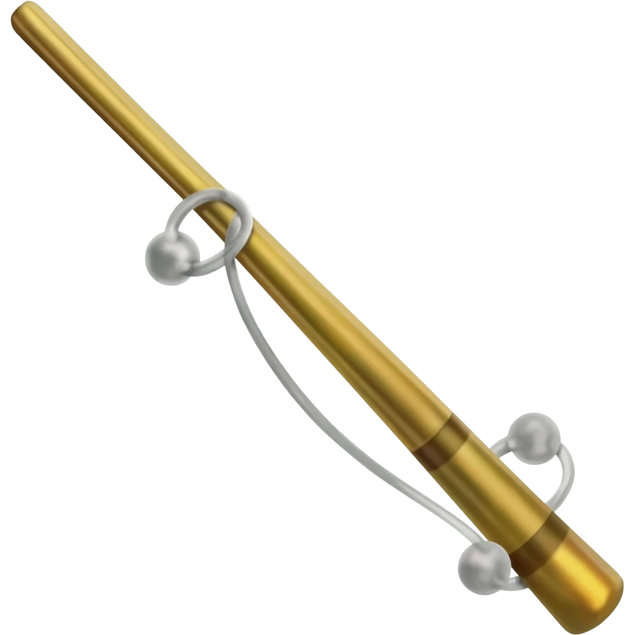 Simple Golden fishing rod with silver fishing line emoji