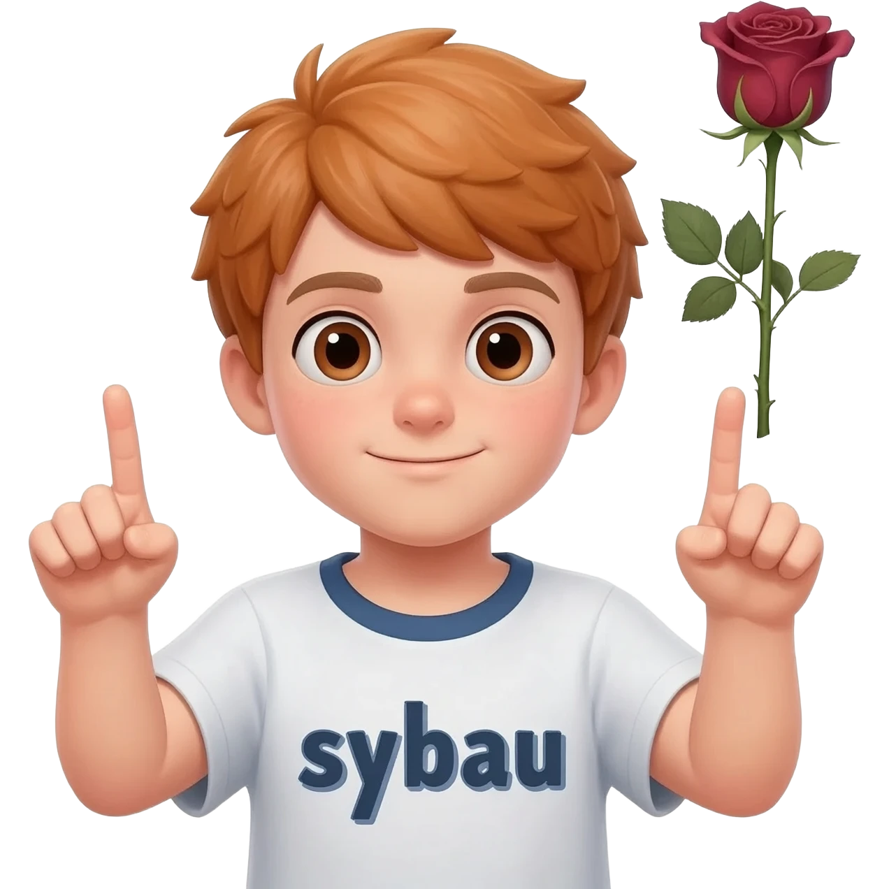 text saying sybau🥀 with two finger guns pointing up and a boy emoji