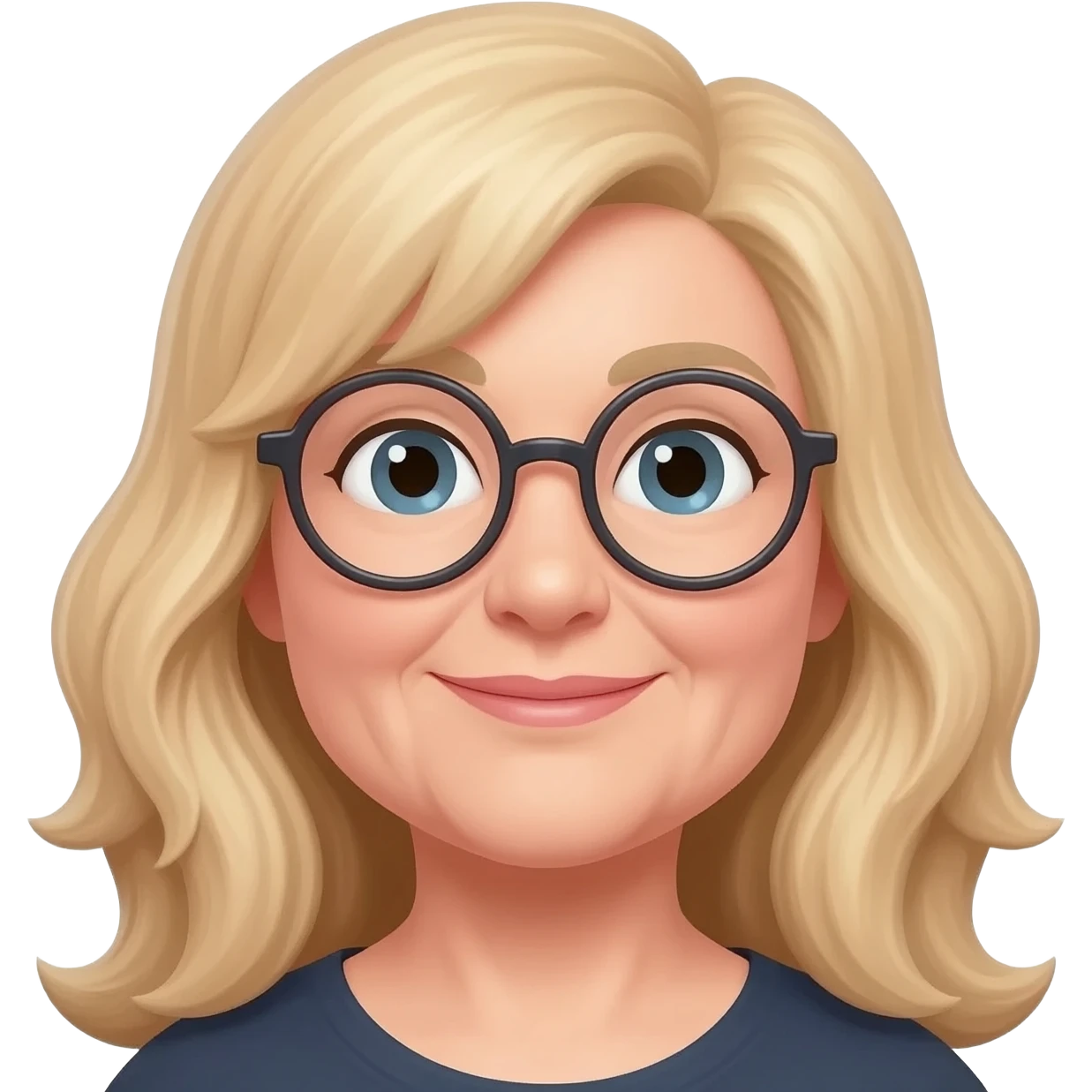 femme blonde avec des lunettes 62 ans cheveux mi long corpulante emoji