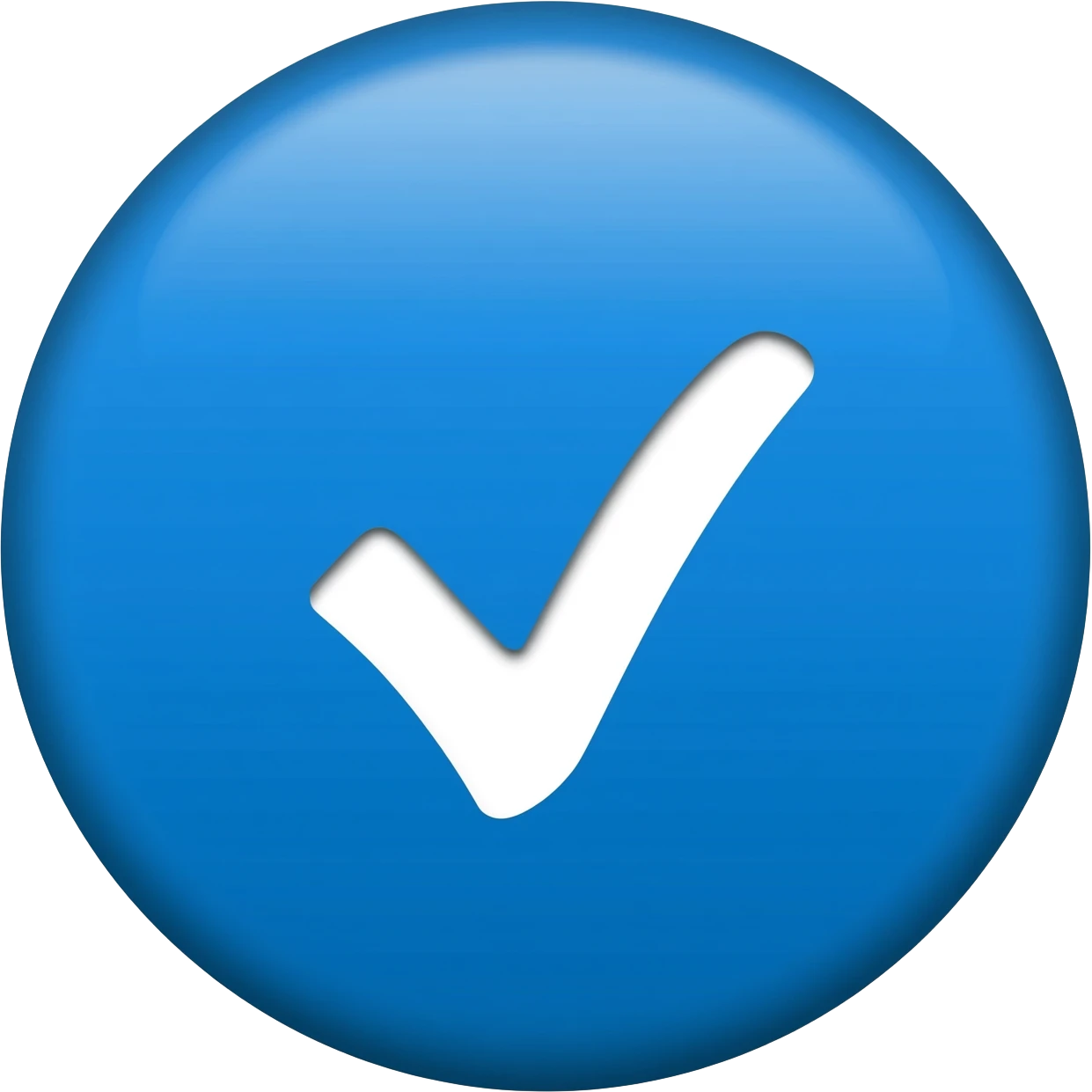 Mavi tik(tık beyaz renk. Yuvarlak olan taban mavi) emoji