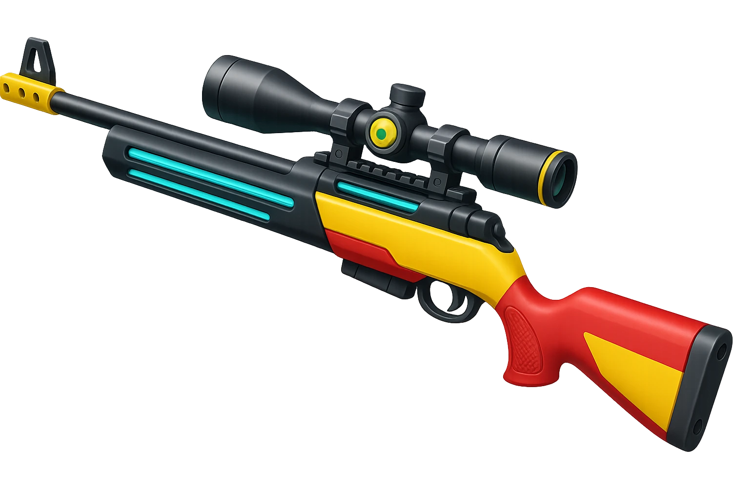 Make the toy sniper rifle much longer and more high tech, in the style of Apple emojis, with no background. Keep the apple emoji style look and feel. emoji