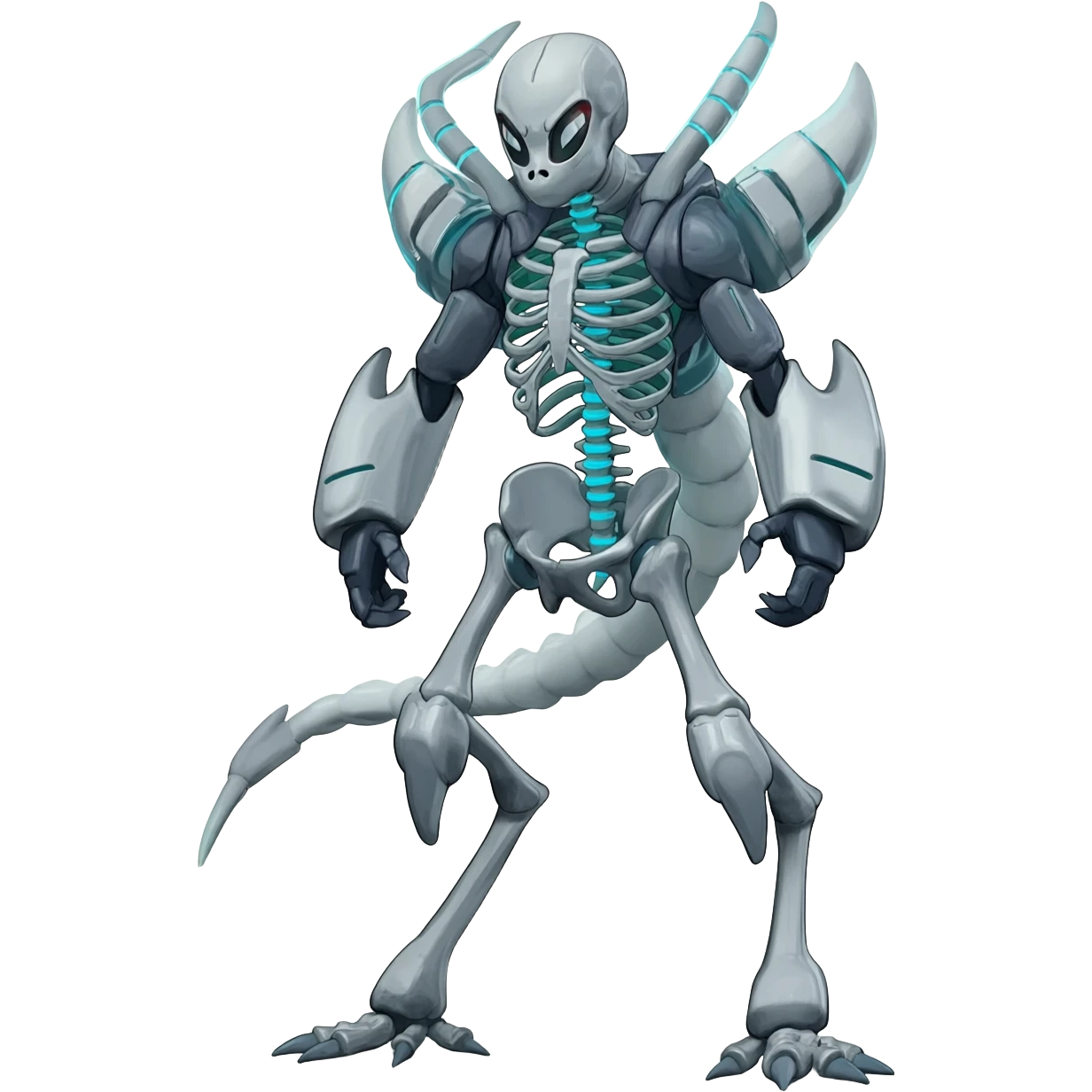 futuristic Skeleton-Cyborg-Manectric-Electrike-Salandit-Cubone-Umbreon-Marowak-Draco-Fakémon-hybrid-creature (full body), 4 legs emoji