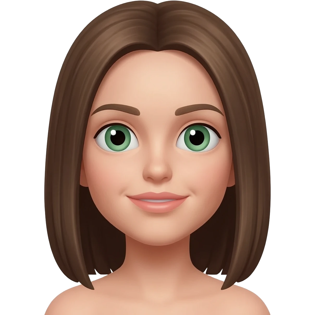 emoji de menina branca com cabelo liso castanho e olho verde emoji