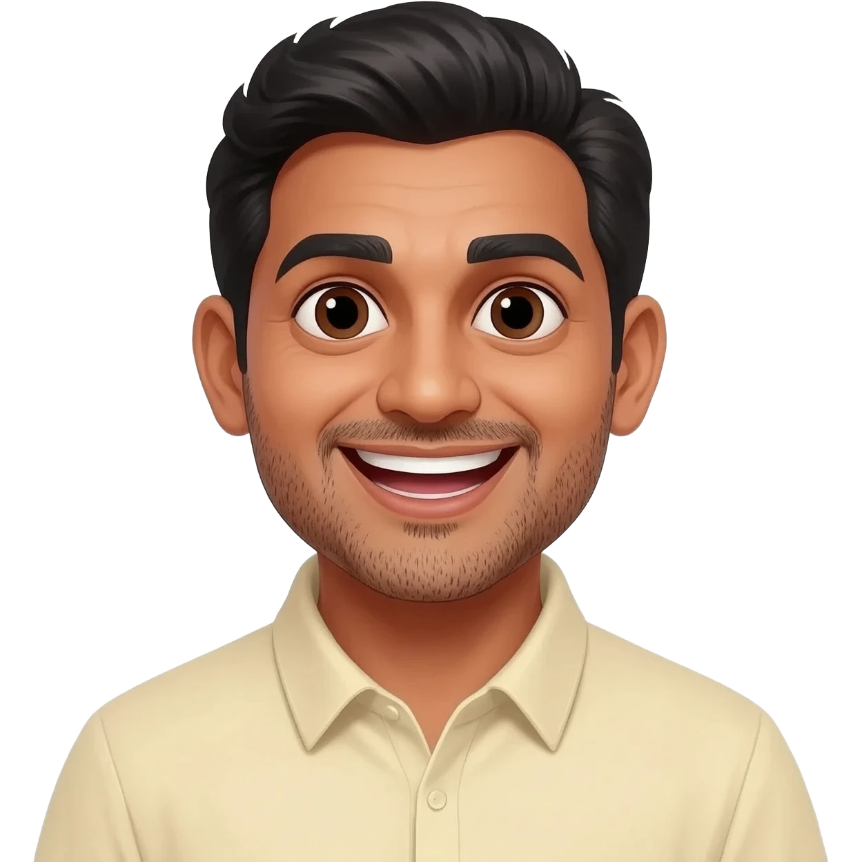 funny indian male teCHER WITH STUBBLE with plain rolltop jumper emoji