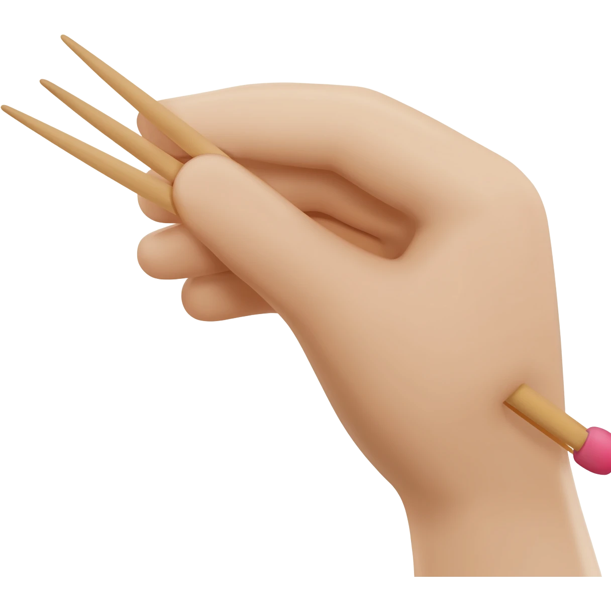 hand holding knittung needles emoji