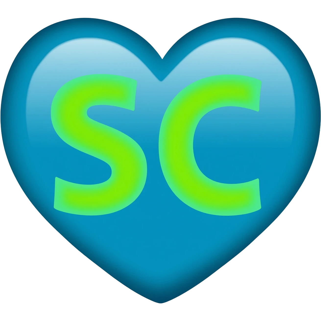 Blue and green heart with a S and C emoji
